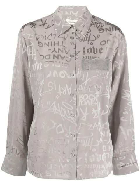 Zadig&Voltaire slogan-print silk shirt - Grey - zdjęcie produktu nr 1