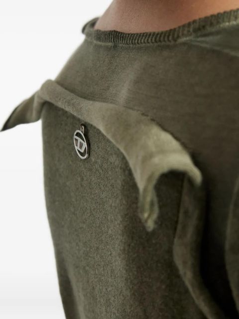 Diesel draped V-neck cotton sweater - Green