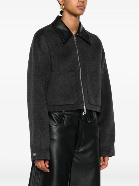 Nanushka leather-trimmed zip-up jacket - Grey - zdjęcie produktu nr 2