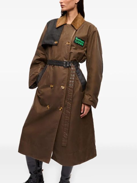 GANNI x Barbour buttoned belted coat - Brown