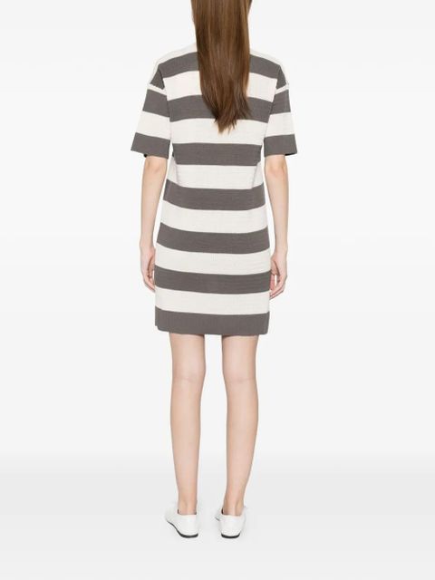 AMI Paris striped heart appliqué dress - Grey