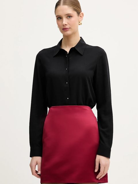 United Colors of Benetton koszula damska kolor czarny regular z kołnierzykiem klasycznym 55M1DQ0CP - zdjęcie produktu nr 1