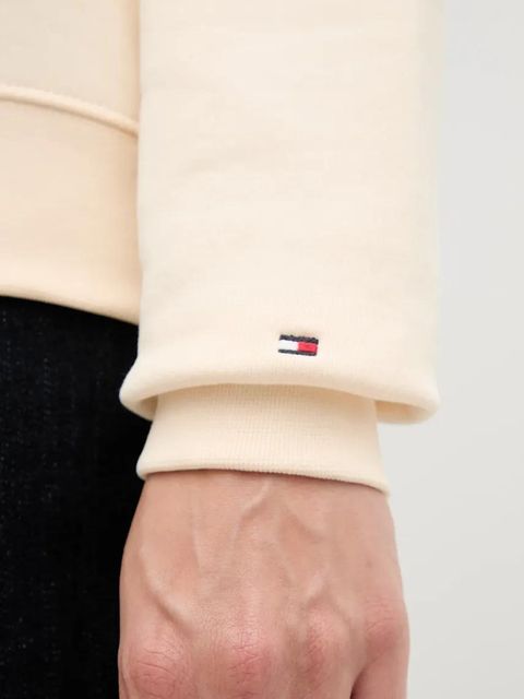 Tommy Hilfiger bluza bawełniana damska kolor beżowy z kapturem z aplikacją WW0WW45528