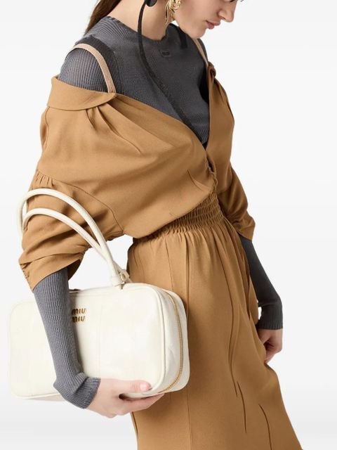 Miu Miu Sablé shoulder-strap smocked dress - Brown