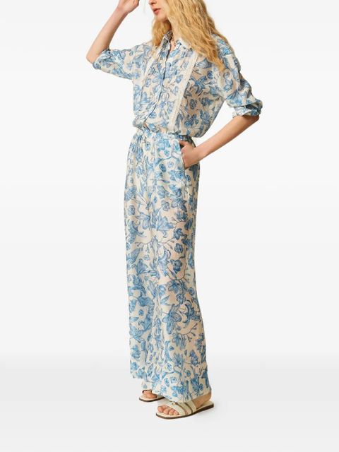 TWINSET floral-print palazzo trousers - Neutrals