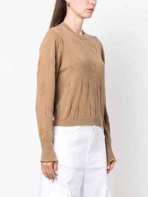 PINKO logo-debossed cashmere top - Brown