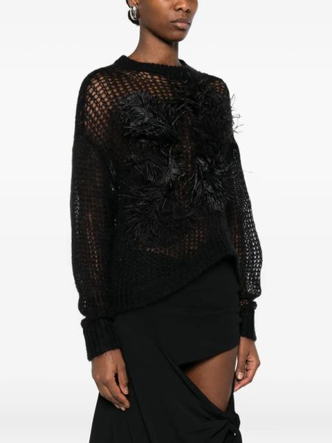 The Attico feather-appliqué sweater - Black