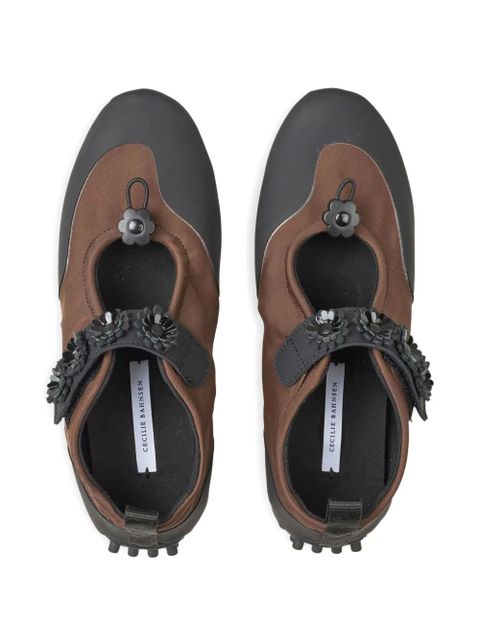 Cecilie Bahnsen flower-embellished Mary Jane sneakers - Brown
