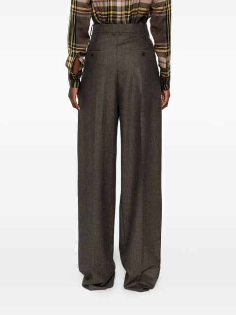 Saint Laurent pleated cotton trousers - Brown