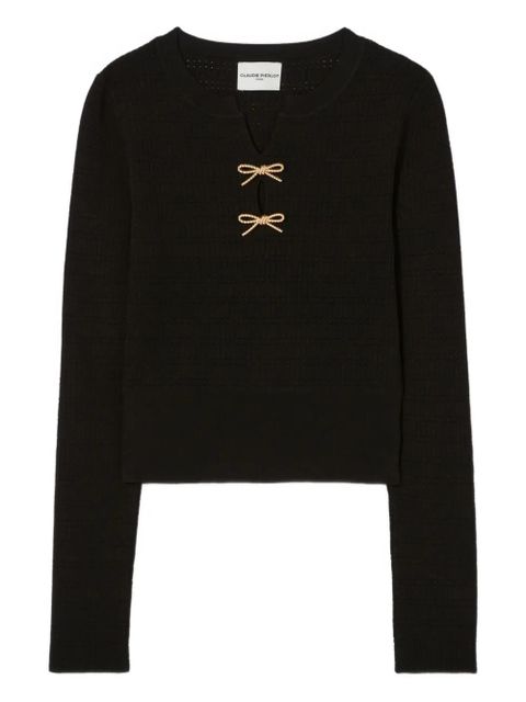 Claudie Pierlot bow-detail knitted top - Black - zdjęcie produktu nr 1