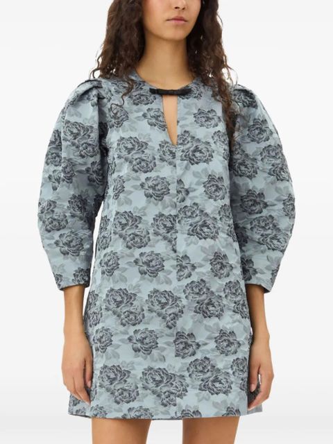 GANNI floral jacquard mini dress - Blue