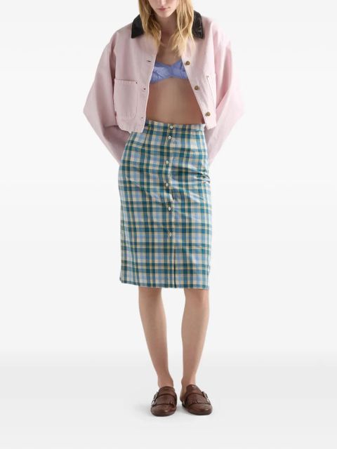 Prada plaid cotton pencil skirt - Blue - zdjęcie produktu nr 2