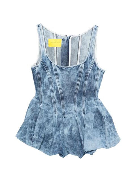 Marques'Almeida pleated acid wash top - Blue - zdjęcie produktu nr 1