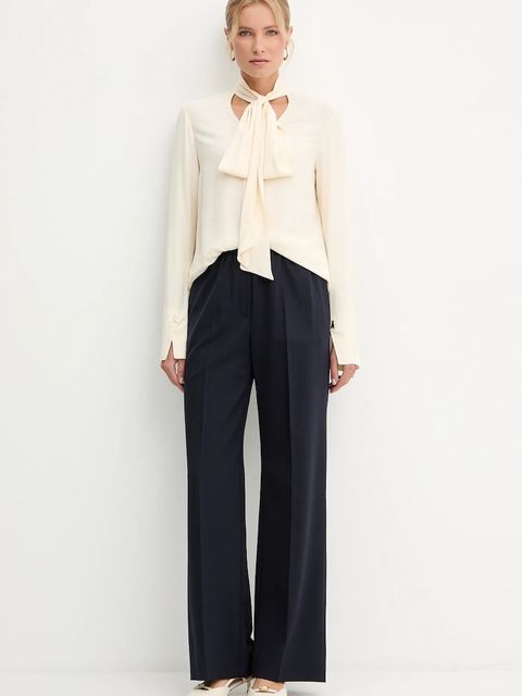 Patrizia Pepe koszula damska kolor beżowy regular z wiązanym dekoltem 2C1648 A8I1 - zdjęcie produktu nr 2