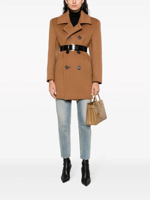 Saint Laurent double-breasted wool coat - Brown - zdjęcie produktu nr 2