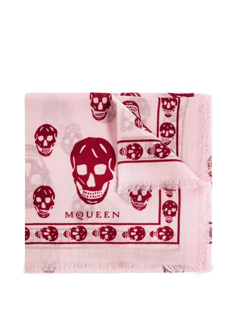 Alexander McQueen skull-print fringed scarf - Pink - zdjęcie produktu nr 1