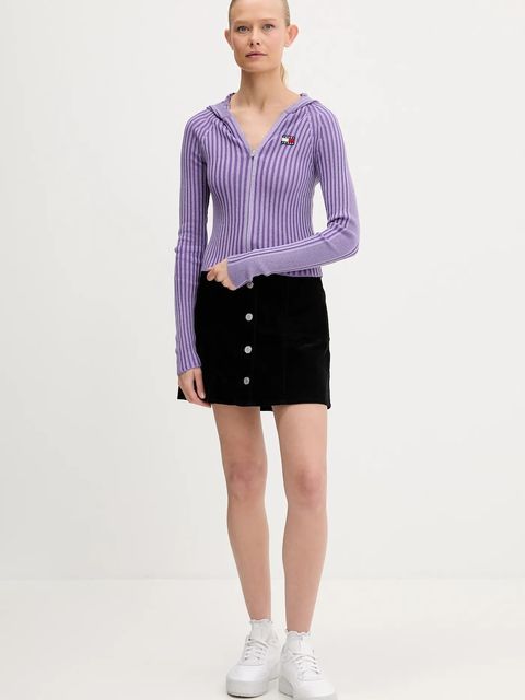 Tommy Jeans kardigan damski kolor fioletowy lekki DW0DW20974 - zdjęcie produktu nr 2