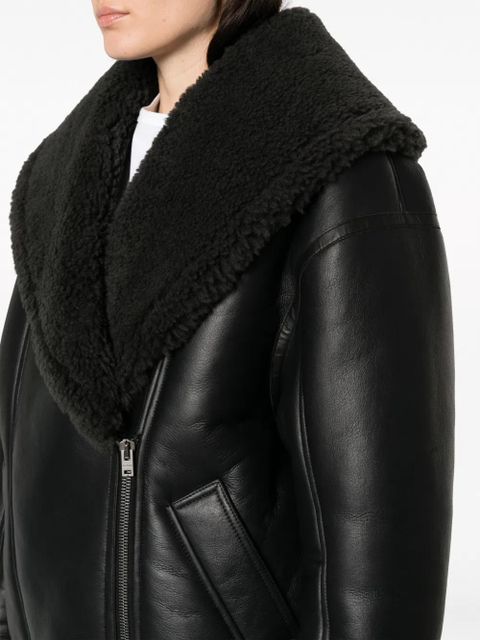 Acne Studios shearling-lined leather biker jacket - Black