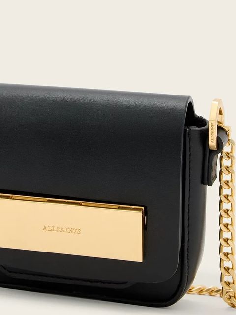 AllSaints torebka skórzana ETTA kolor czarny W340XD