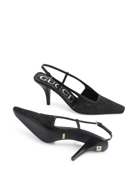 Gucci 85mm GG-crystal moire pumps - Black