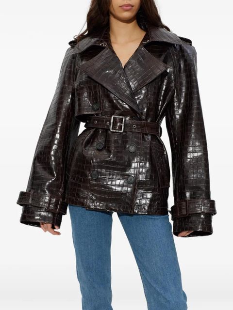 The Attico belted leather jacket - Brown