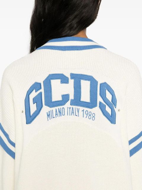 GCDS logo-patch cotton cardigan - White