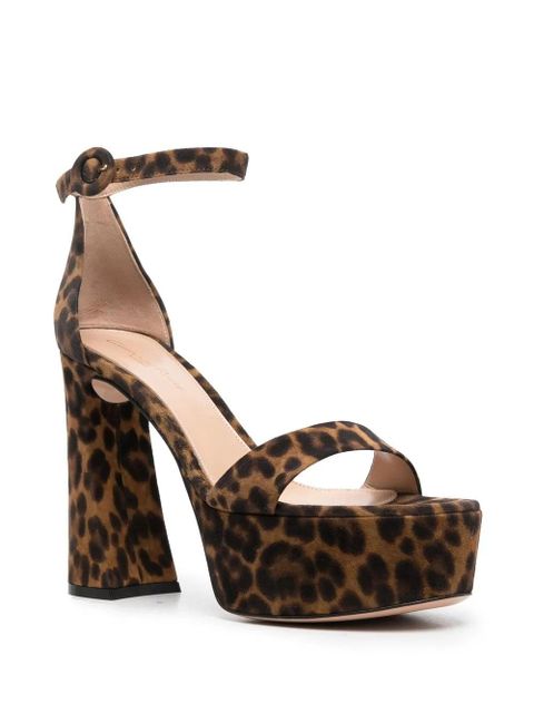 Gianvito Rossi Holly 120mm leopard-print sandals - Brown - zdjęcie produktu nr 2