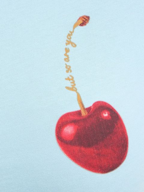 Never Fully Dressed t-shirt bawełniany Cherry Boob damski kolor niebieski NFDTO2085