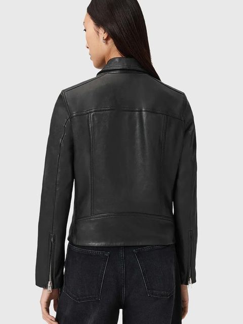 AllSaints kurtka skórzana kolor czarny przejściowa W057LD