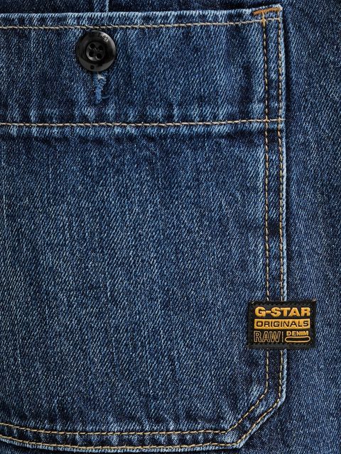 G-Star szorty jeansowe damskie kolor granatowy gładkie high waist D25985-D788