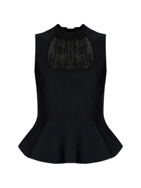 Alexander McQueen lace-detail peplum-hem blouse - Black - zdjęcie produktu nr 1