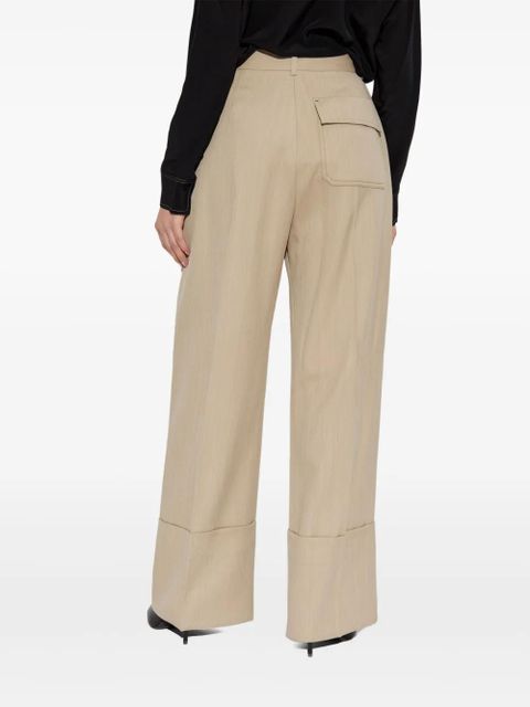 Victoria Beckham Maxi turn-up pants trousers - Neutrals