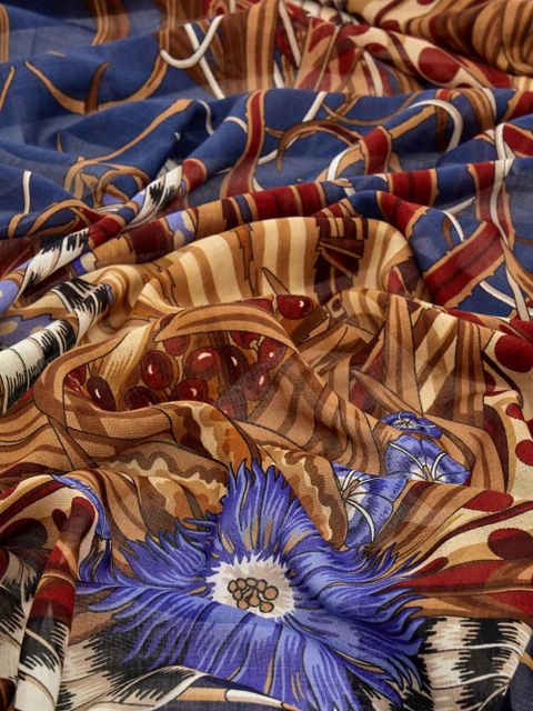 Ferragamo Rooster-print scarf - Blue