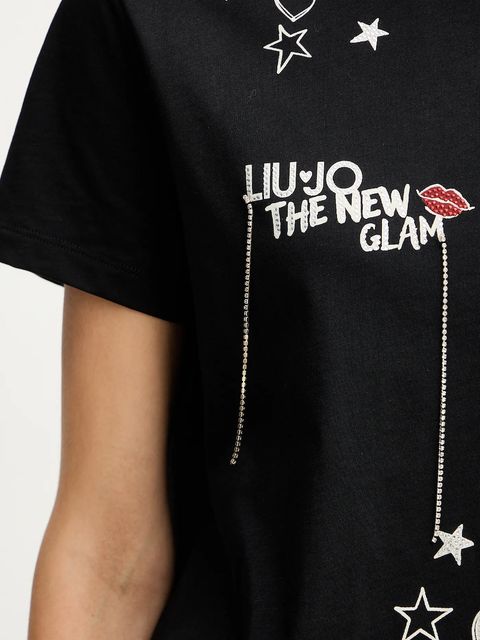Liu Jo t-shirt bawełniany damski kolor czarny MF5345 JS923