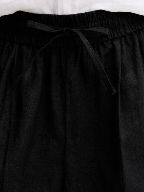 United Colors of Benetton szorty lniane damskie kolor czarny gładkie high waist 4AGHD901T