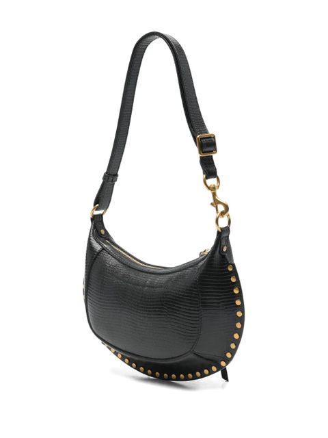 ISABEL MARANT Oskan lizard-effect studded shoulder bag - Black