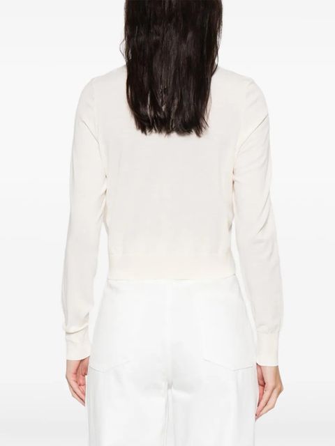 SANDRO padded-round-neck cardigan - Neutrals