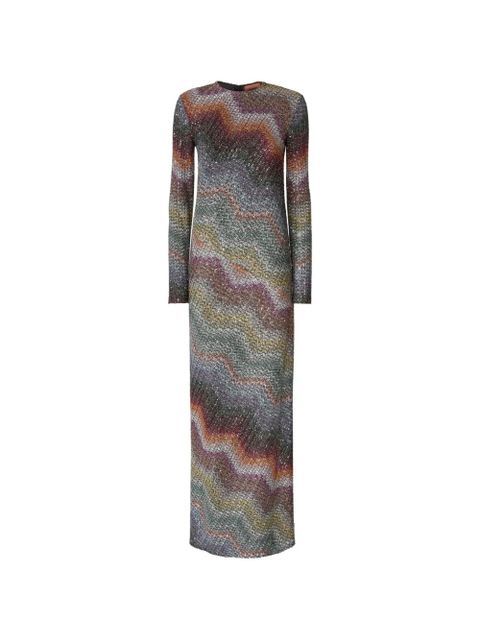 Missoni zigzag-pattern long-sleeved maxi dress - Grey - zdjęcie produktu nr 1