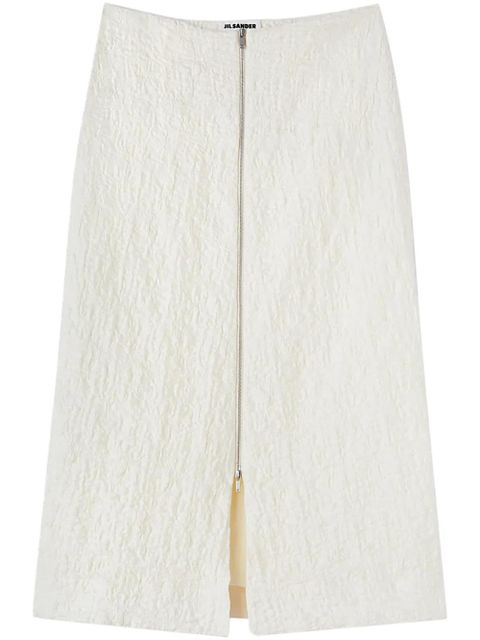 Jil Sander textured-finish zip-up midi skirt - White - zdjęcie produktu nr 1