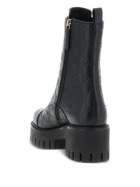 Gucci 60mm GG leather lace-up boots - Black