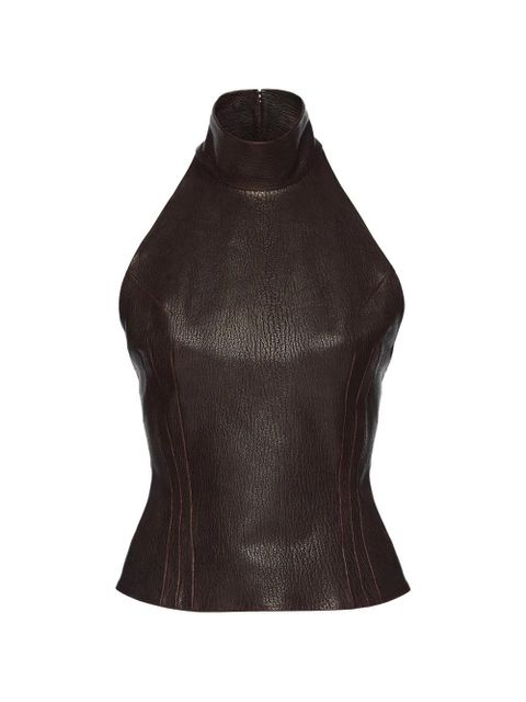 Magda Butrym high-neck leather top - Brown - zdjęcie produktu nr 1