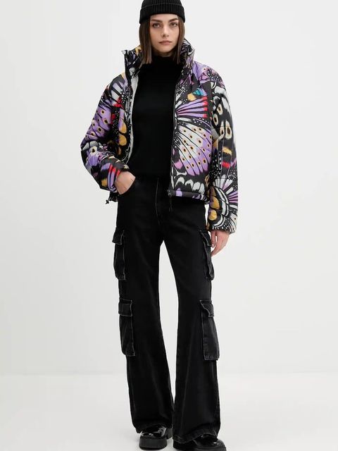 adidas kurtka x Farm Rio kolor czarny zimowa oversize JL8611