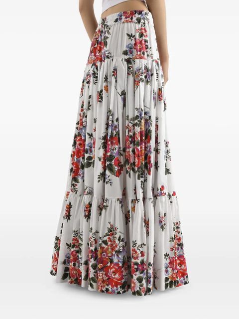 Dolce & Gabbana floral drawstring skirt - White