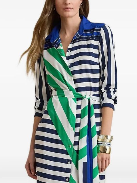 Lauren Ralph Lauren striped tie-waist midi shirt dress - Blue