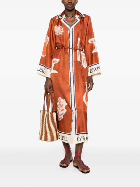 ALEMAIS Soleil D'Amour collar printed midi dress - Brown - zdjęcie produktu nr 2