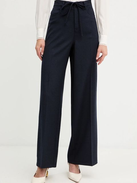 Twinset spodnie z dodatkiem wełny damskie kolor granatowy proste high waist 252TT212A - zdjęcie produktu nr 1