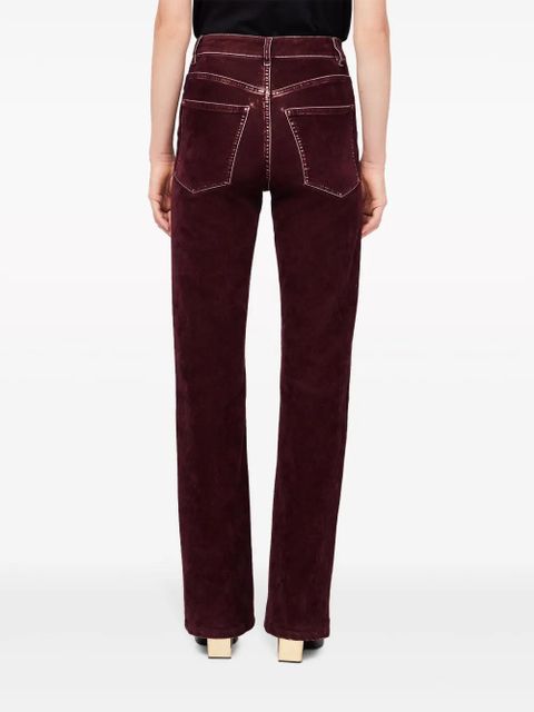 Rabanne high-waist straight-leg velvet trousers - Red