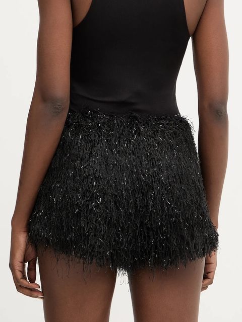 Haveone szorty damskie kolor czarny gładkie medium waist PGE-P255