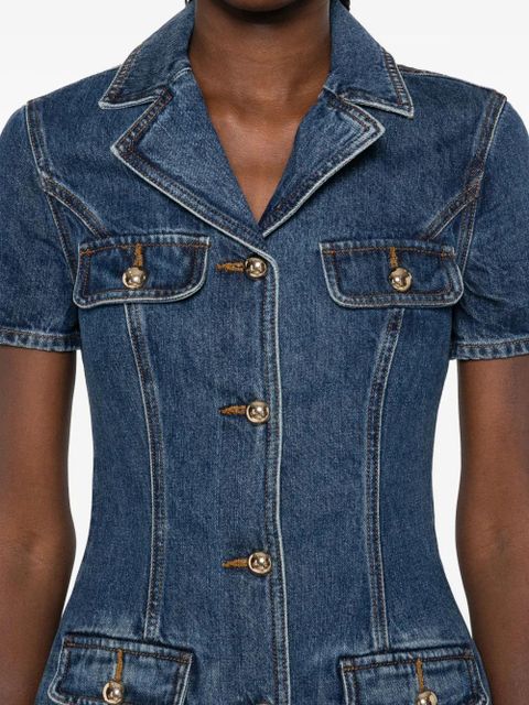 Self-Portrait button-fastening denim dress - Blue