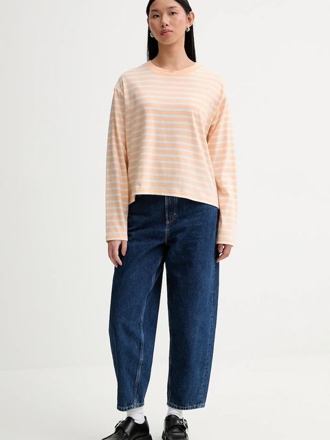 Marc O'Polo longsleeve bawełniany kolor pomarańczowy cold shoulder 5000007507